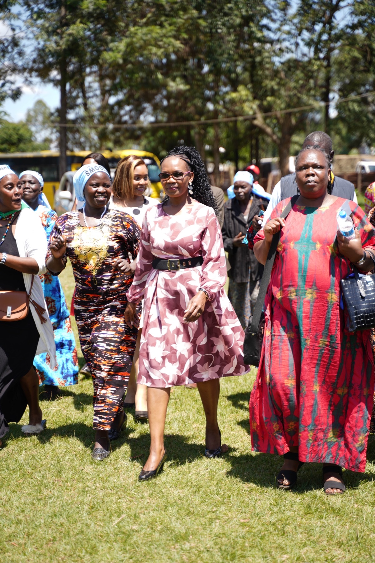 Children receiving school supplies